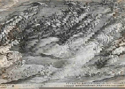 Georg Pencz (1500-1550), important Ger: Georg Pencz (1500-1550), important German graphic artist and representative of the Nuremberg Kleimmeister, ''Der Triumph der Ewigkeit über den Tod'', copperplate engraving on laid paper from the seri