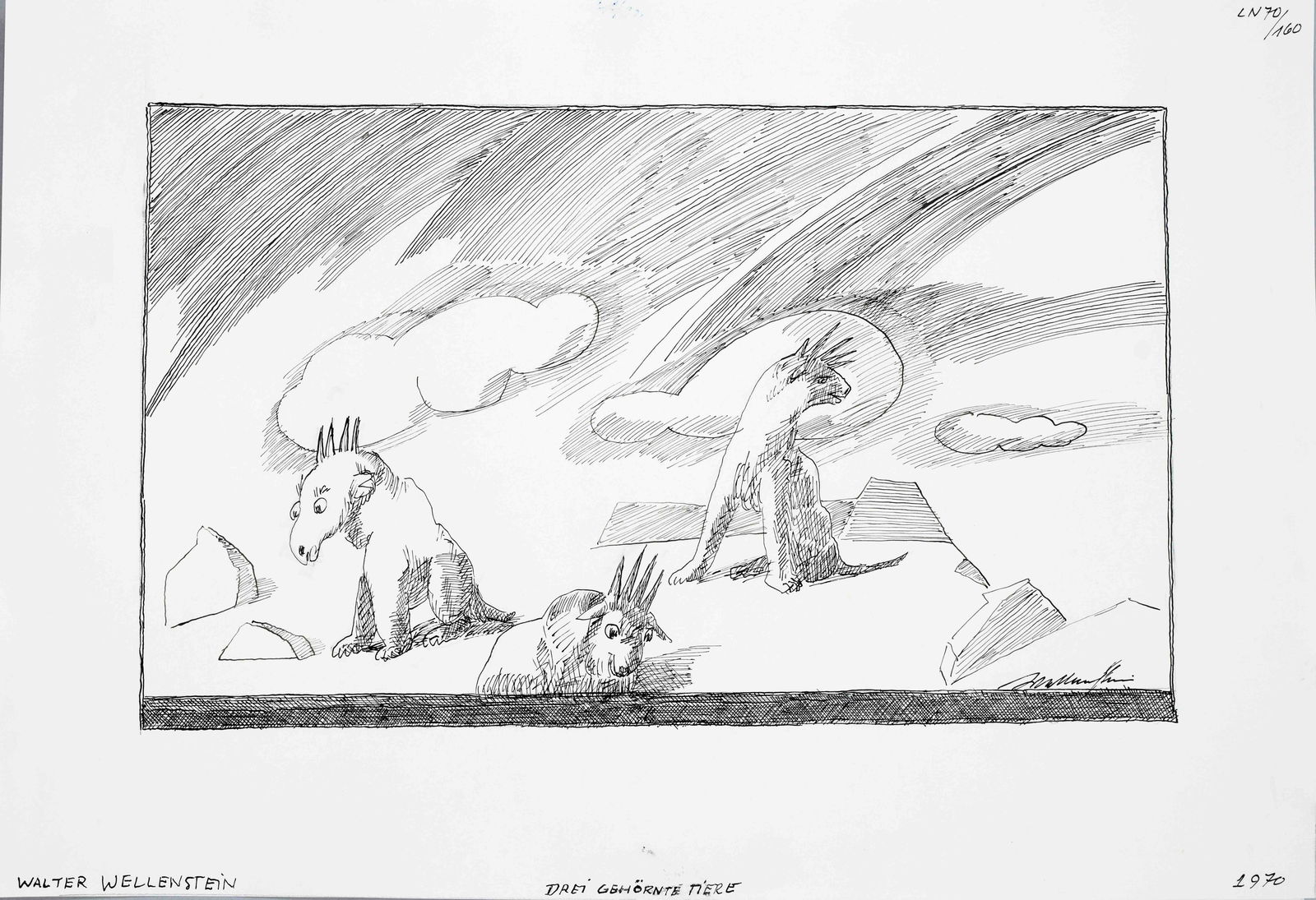 Walter Wellenstein (1898-1970), 10 sur: Walter Wellenstein (1898-1970), 10 surreal pen and ink drawings by the German painter a. graphic artist who worked in Berlin. Mixed lot of 10 surreal pen and ink drawings on paper, each signed, inscri