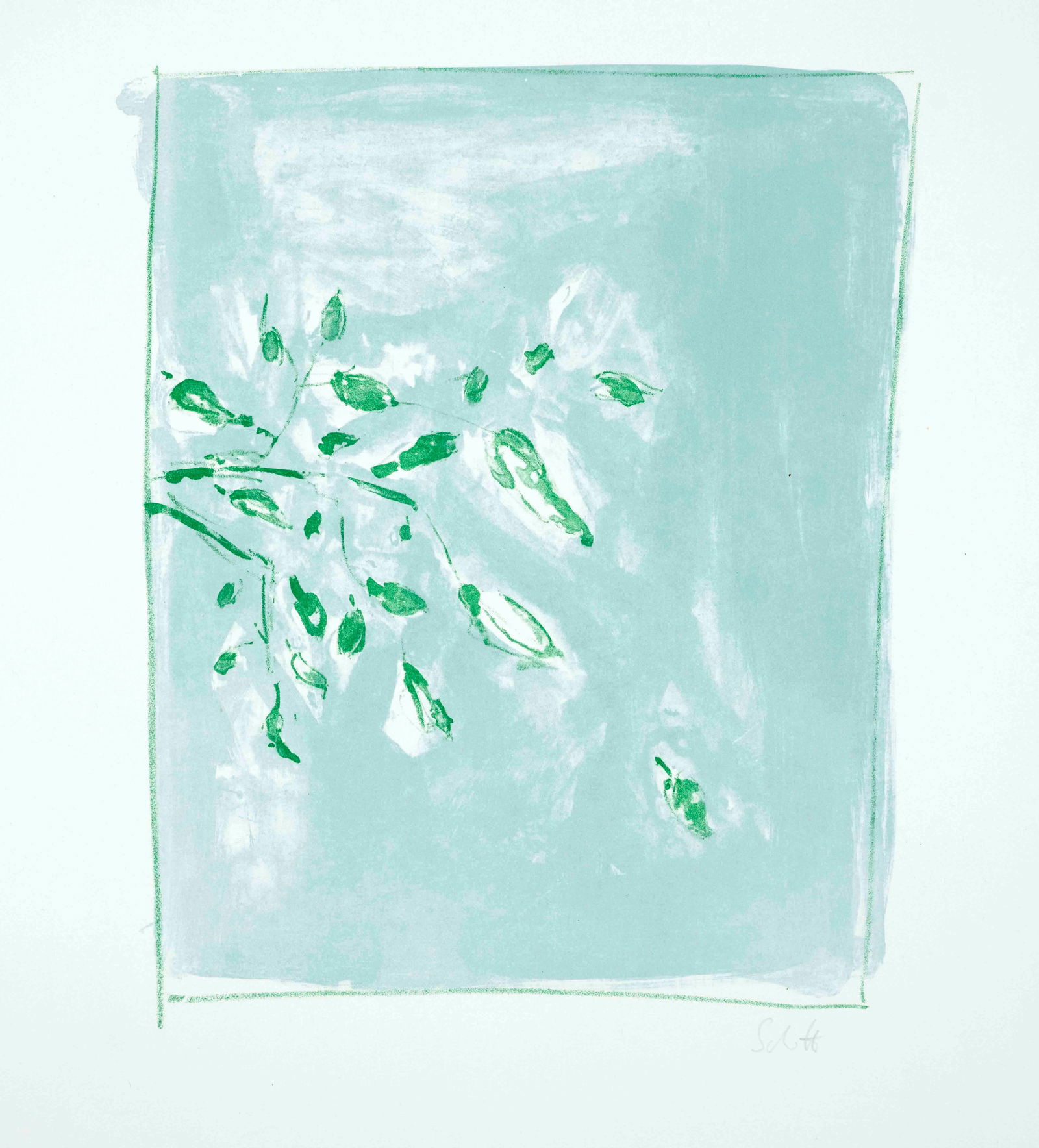 Thomas Schütte (*1954), ''Blätter'', c: Thomas Schütte (*1954), ''Blätter'', color lithograph, signed lower right, small compression lower right corner, sheet measures 60 x 42 cm