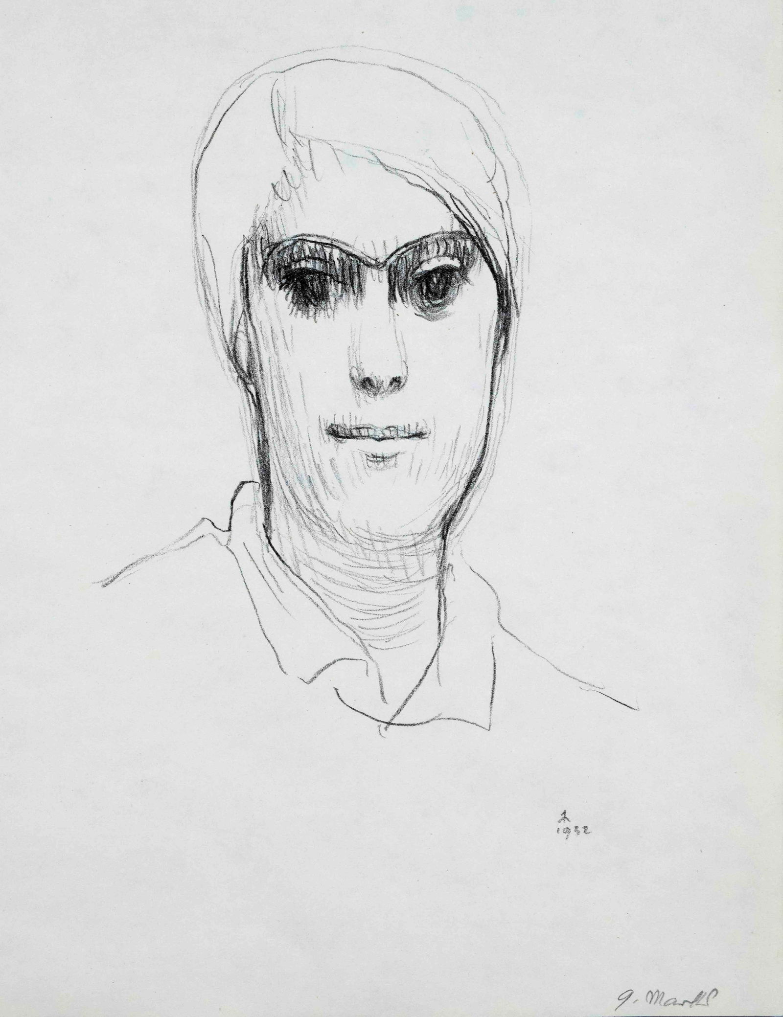 Gerhard Marcks (1889-1981), ''Mädchenk: Gerhard Marcks (1889-1981), ''Mädchenkopf'' (Trude Jalowitz), lithograph, 1932, signed in pencil lower right, monogrammed and dated 1932 in the stone above, WVZ Lammek L 3, sheet size 41 x 31 cm