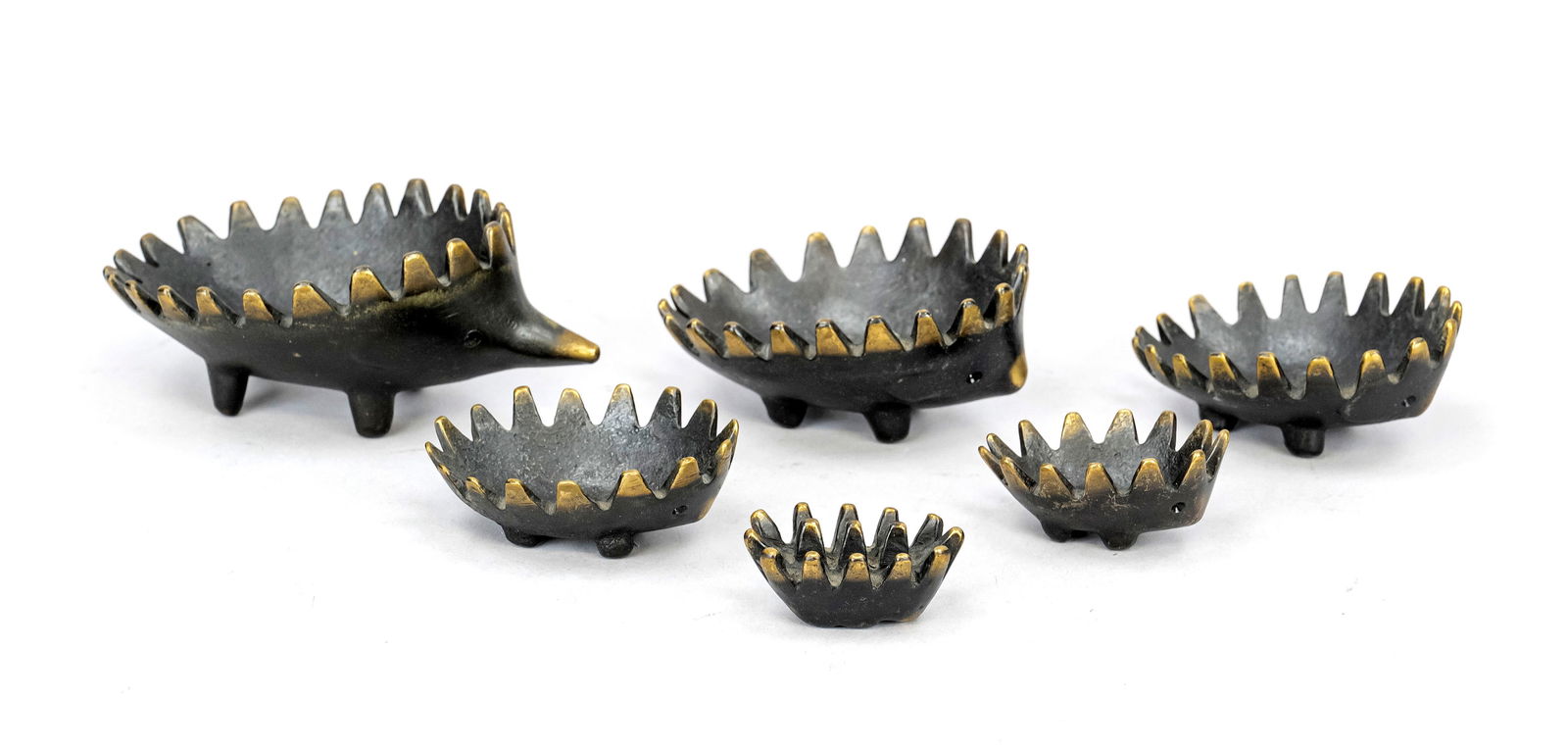 Brass stacking ashtray, 6-piece, (1 of 2)