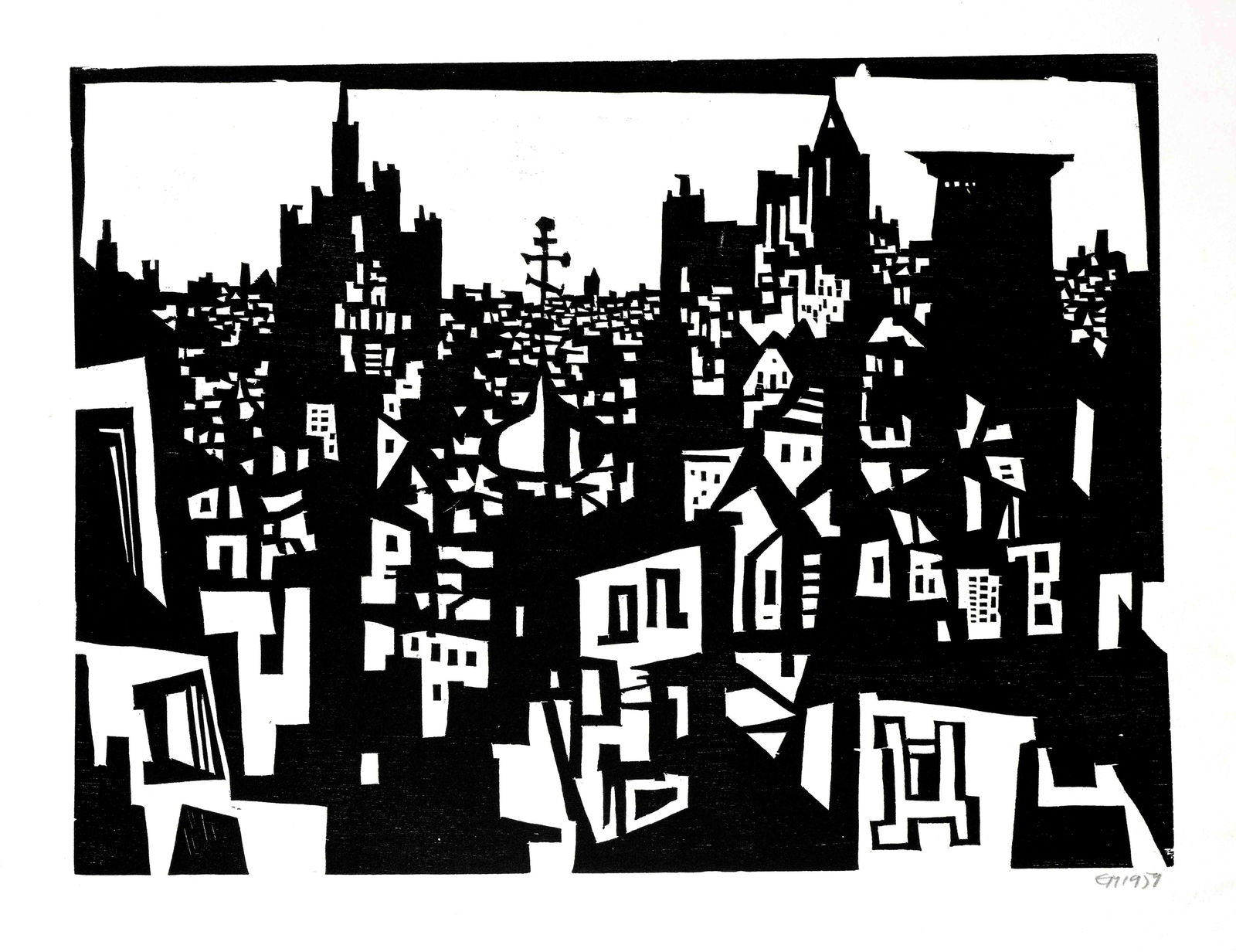 Large bundle of 14 linocuts and w: Large bundle of 14 linocuts and woodcuts by various artists of the 20th cent.including Erhart Mitzlaff (1916-1991), ''Moskau'', Volker Meier (1932-1993), Franz Maria Jansen (1885-1958), Hans Otto Orlo