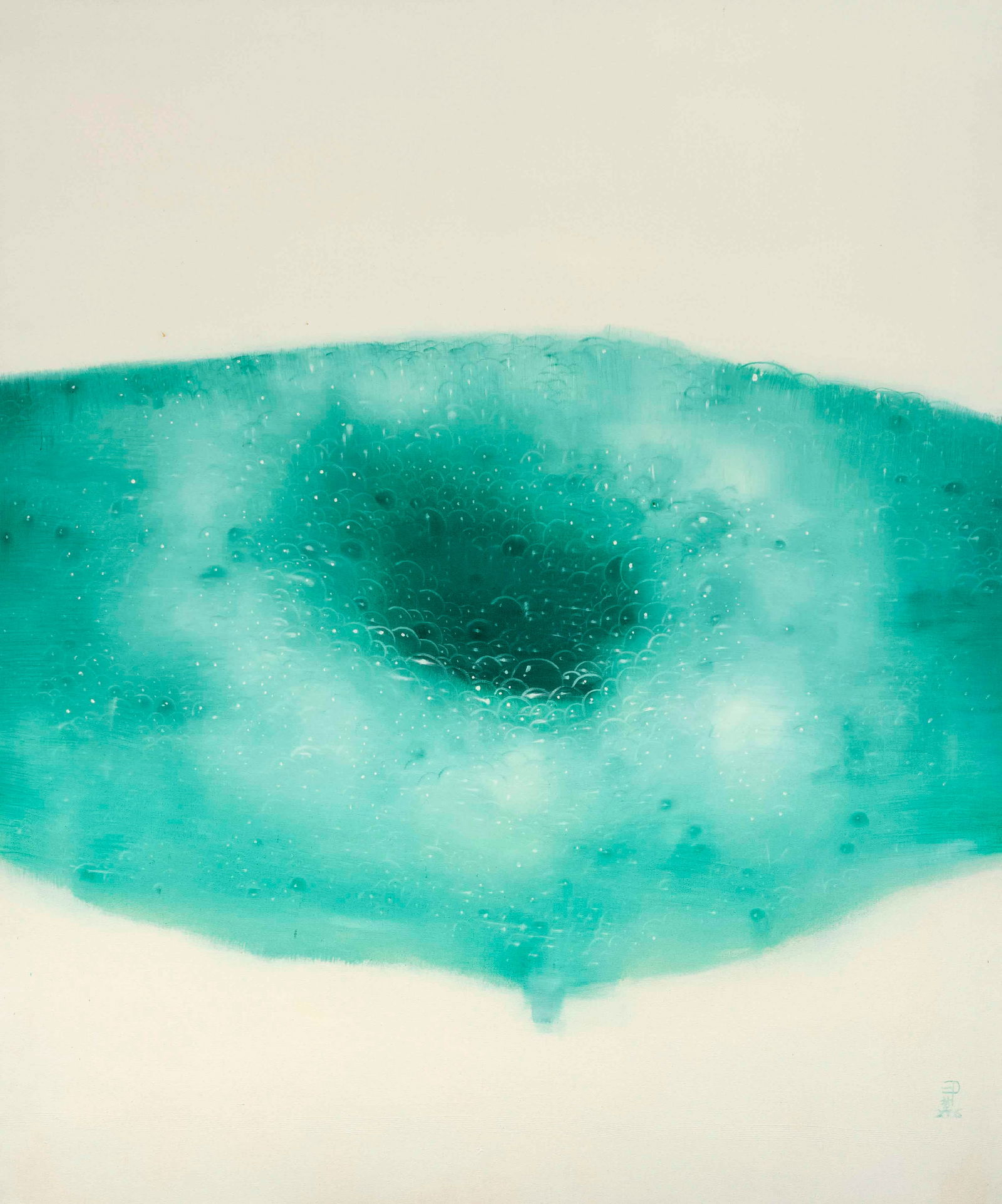 Yin Kun (*1969), contemporary Chi: Yin Kun (*1969), contemporary Chinese artist, studied at the Apa Art School in Sichuan until 1992 and has been working as a freelance artist in Beijing since 1993. ''Bubbles No 02.006'', oil on artifi