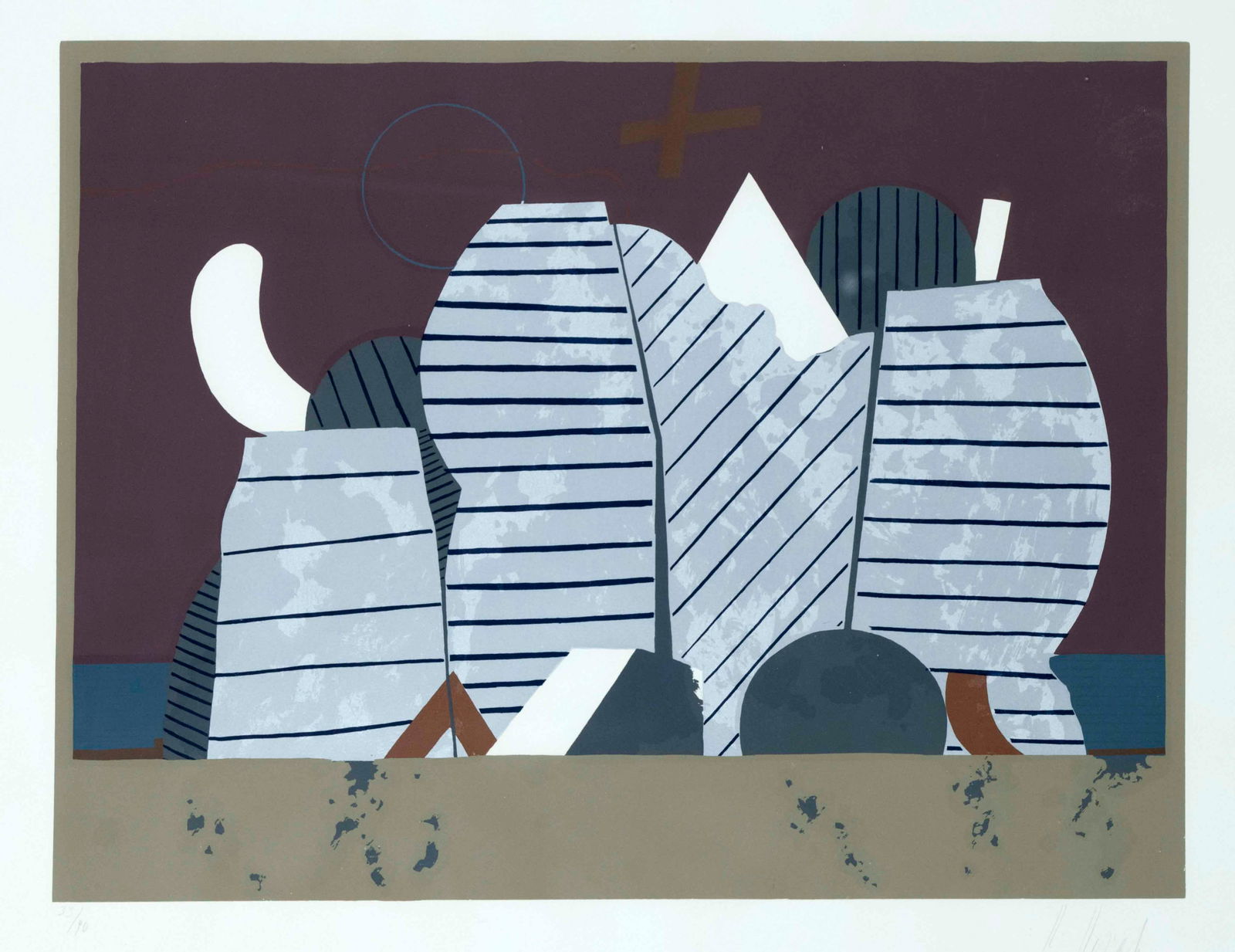 Karl Korab (*1937), Austrian arti: Karl Korab (*1937), Austrian artist, Composition o.T., color silkscreen, signed and dated (19)72 lower right, numbered 33/90 lower left, sheet dimensions 50 x 65 cm, provisionally in removable frame 5