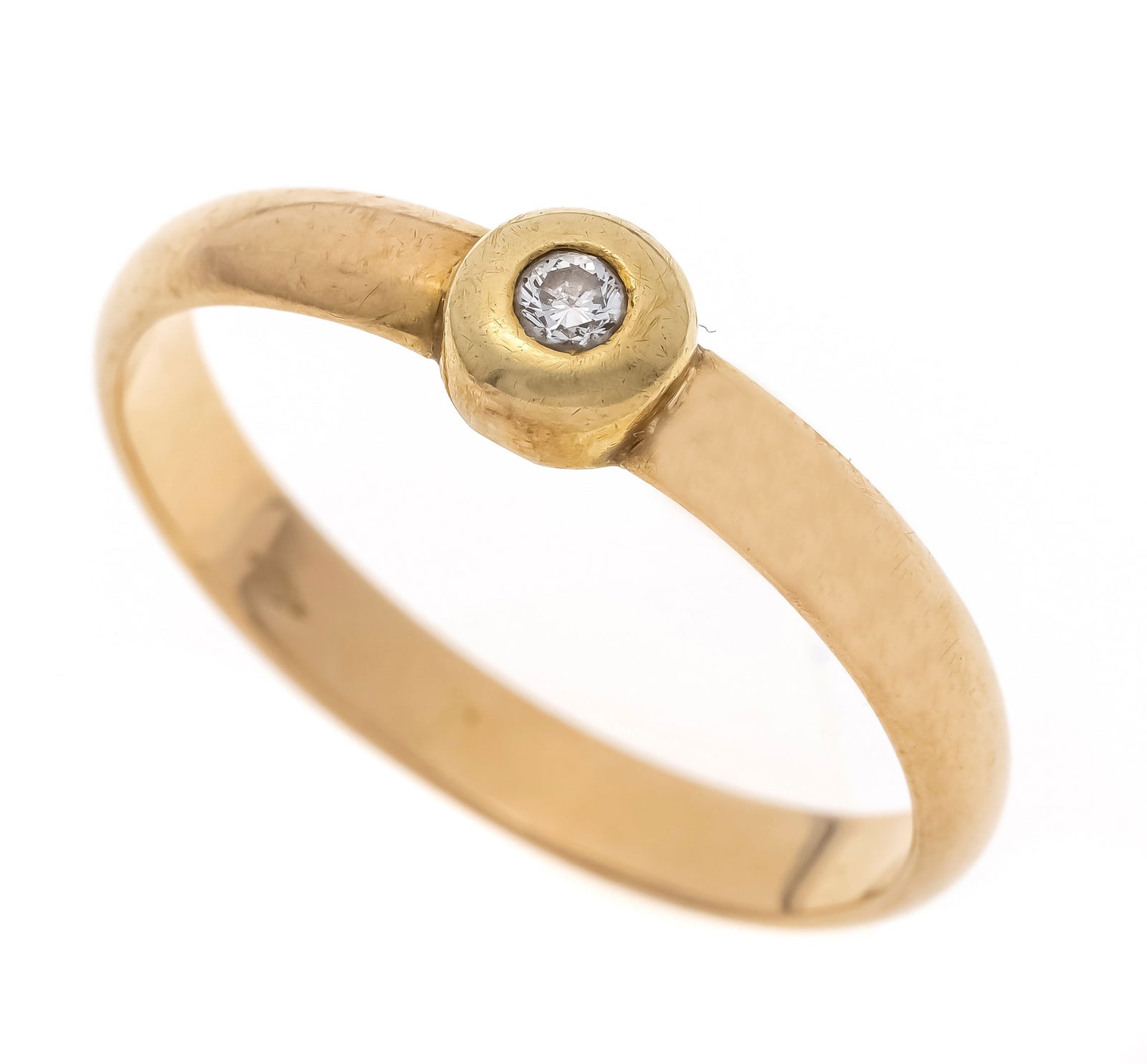 Diamond ring GG 585/000 with one: Diamond ring GG 585/000 with one brilliant-cut diamond 0.05 ct W/SI, RG 60, 3.4 g