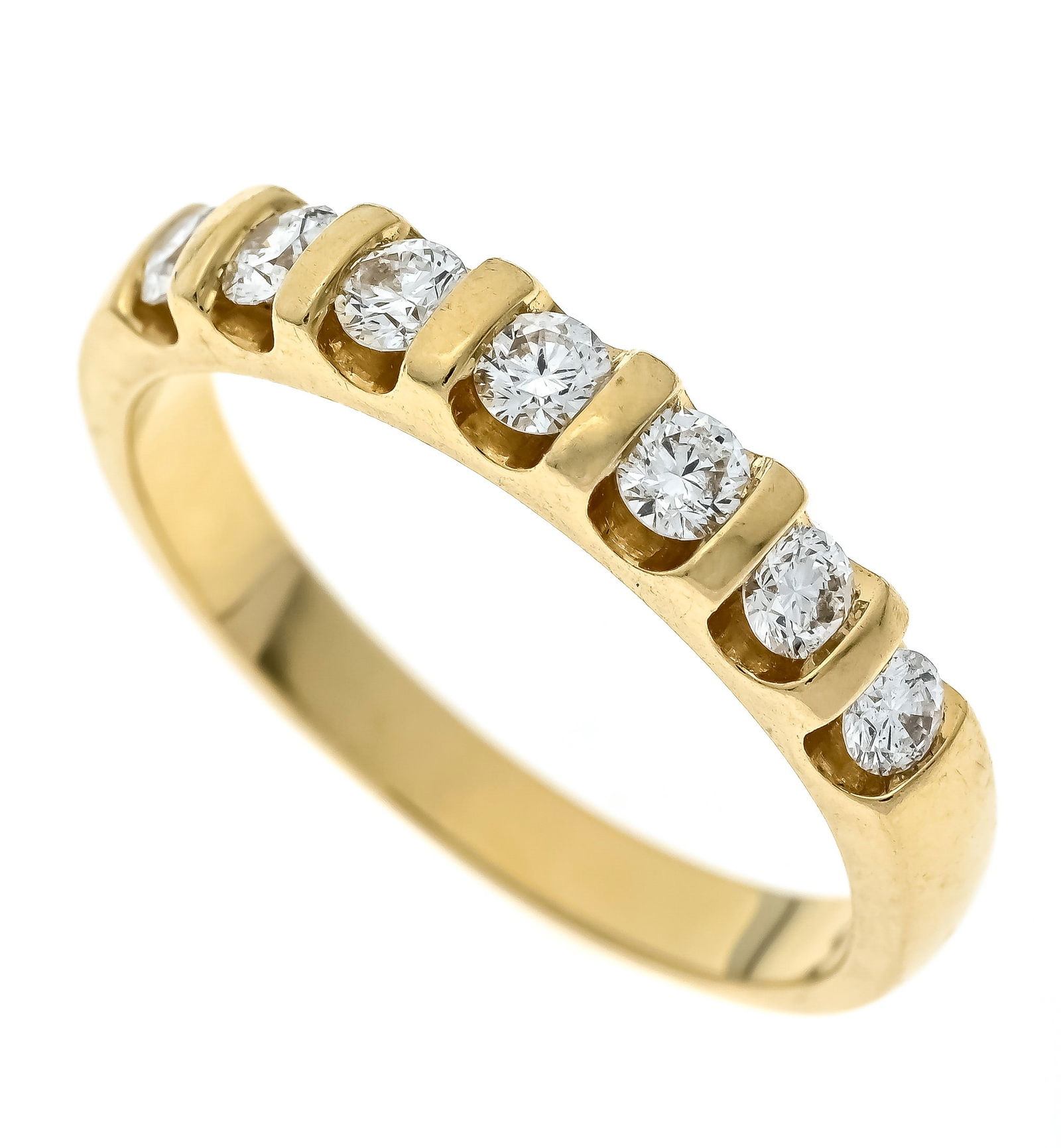Memory ring GG 585/000 with 7 bri: Memory ring GG 585/000 with 7 brilliant-cut diamonds, total 0.48 ct W/VS-SI, RG 56, 3.7 g