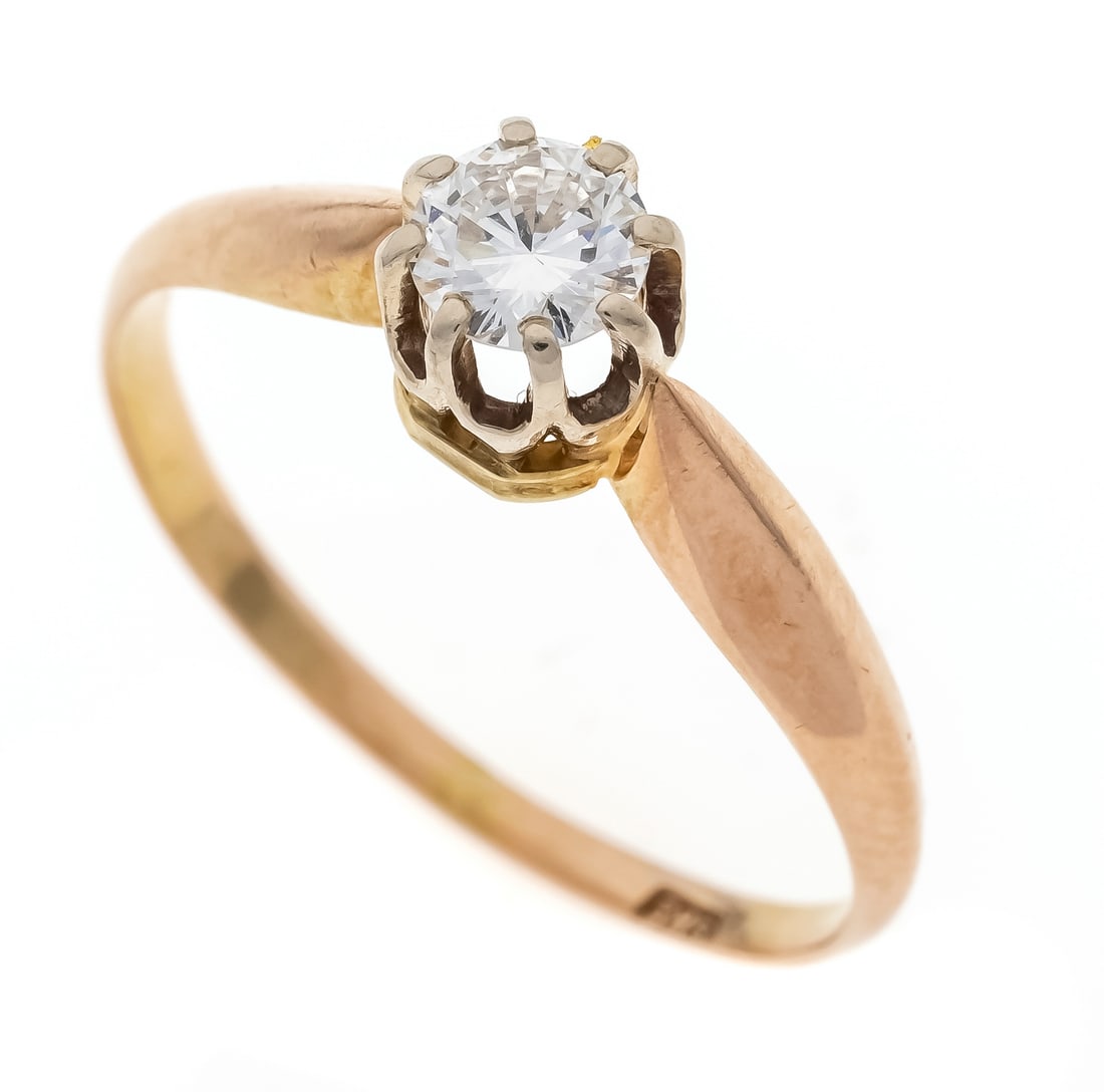 Brilliant ring GG 585/000 with on: Brilliant ring GG 585/000 with one brilliant-cut diamond 0.35 ct TW/VS, RG 55, 1.9 g