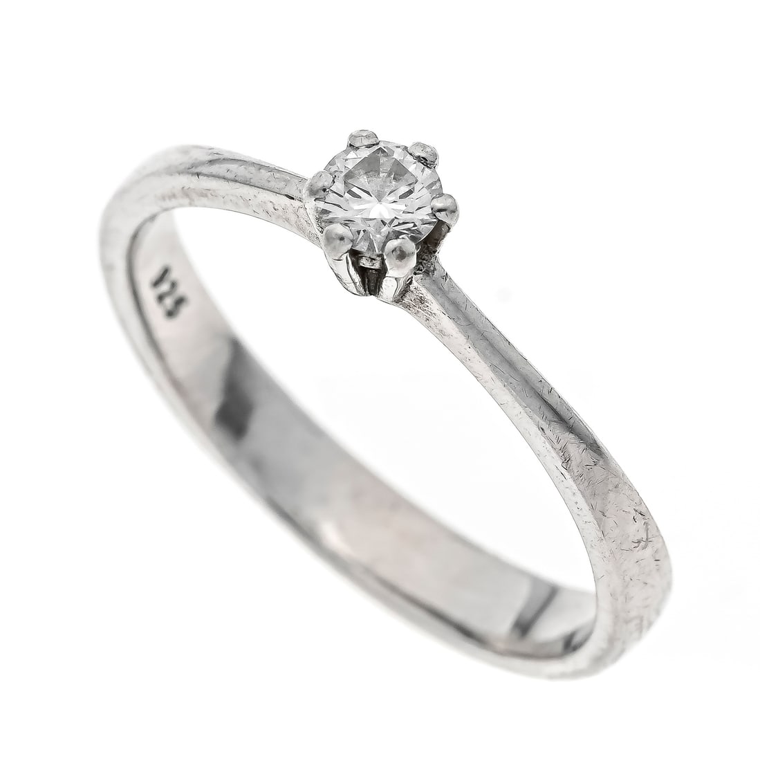 Ring silver 925/000 with one bril: Ring silver 925/000 with one brilliant-cut diamond 0.16 ct W/SI, hallmarked, RG 54, 1.7 g