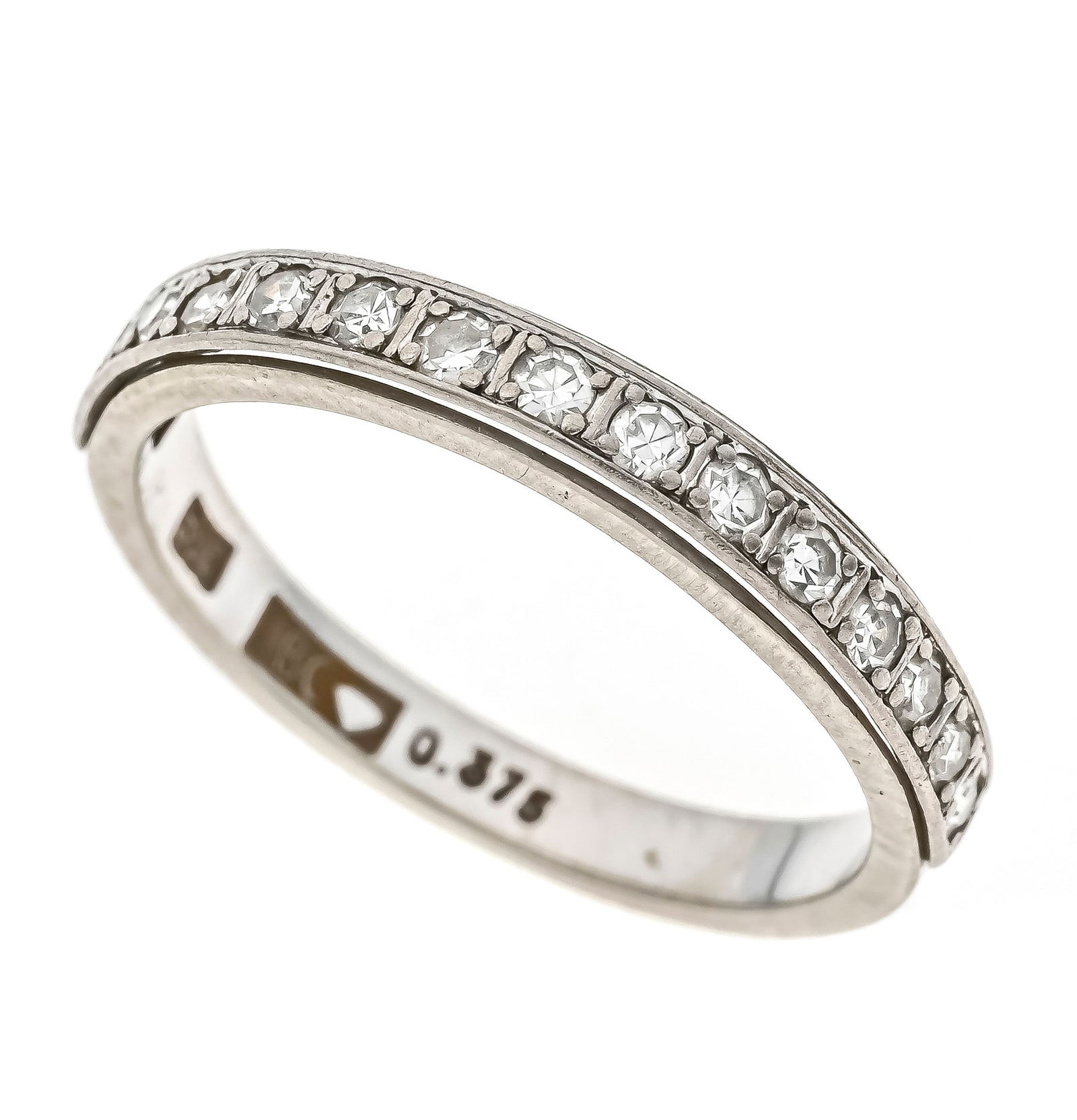 Memory ring WG 585/000 with octag: Memory ring WG 585/000 with octagonal diamonds, total 0.375 ct (hallmarked) W/SI, RG 55, 2.4 g