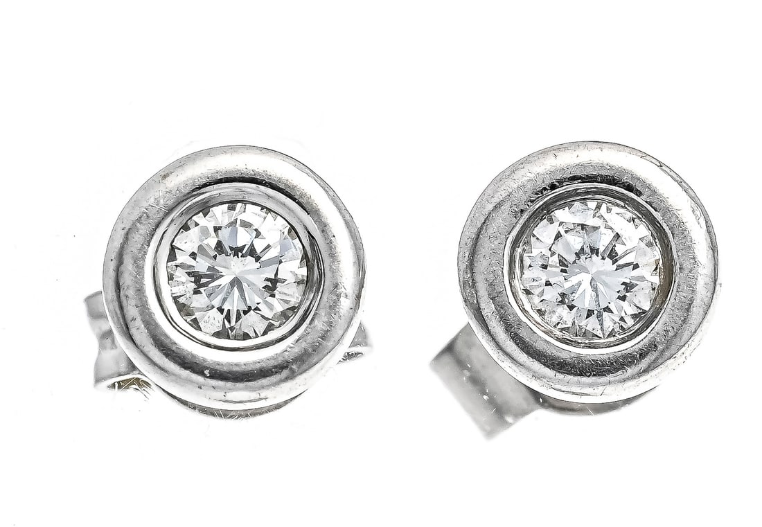 Brilliant stud earrings WG 585/00: Brilliant stud earrings WG 585/000 with 2 brilliant-cut diamonds, total 0.20 ct W/VS, D. 5.8 mm, 2.0 g