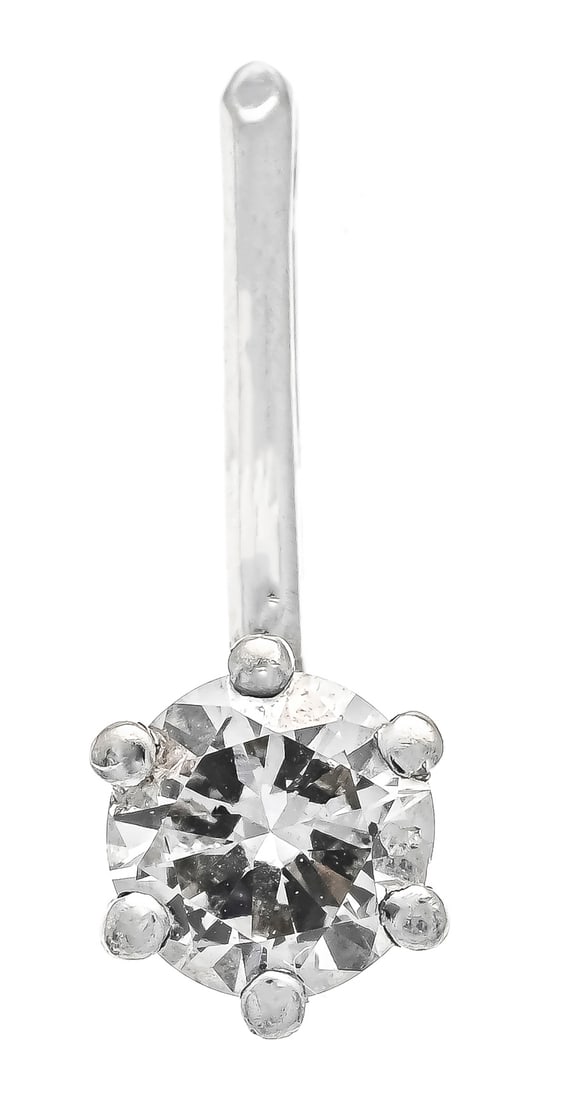 Brilliant pendant WG 750/000 unma: Brilliant pendant WG 750/000 unmarked, tested, with one brilliant-cut diamond 0.25 ct l.tintedW/VS-SI, l. 12.5 mm, 0.5 g