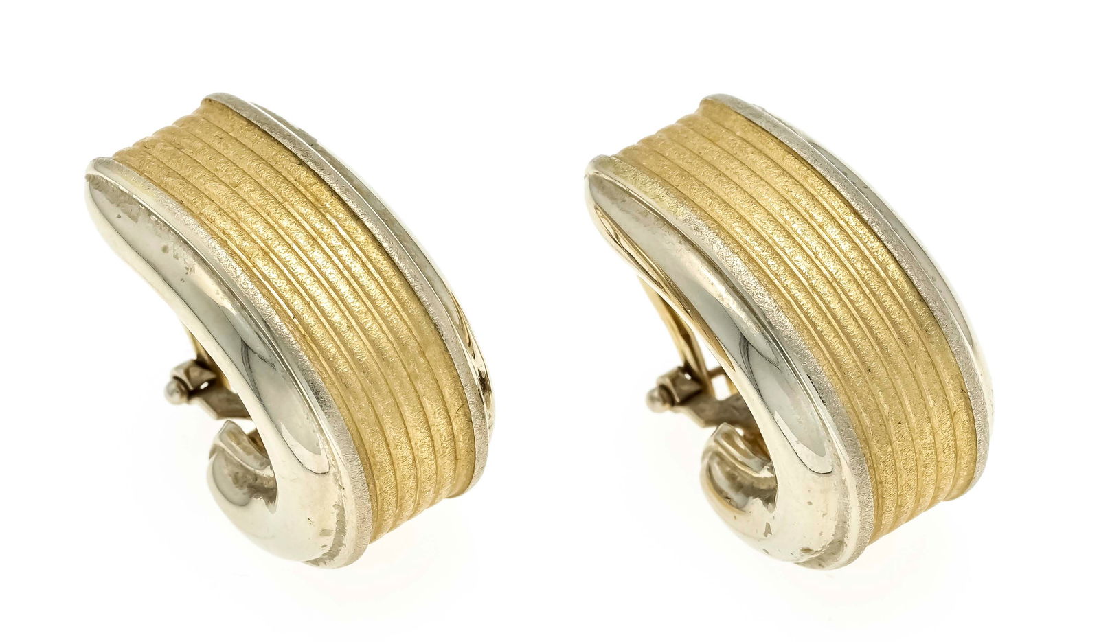 Clip ear studs GG 585/000 partial: Clip ear studs GG 585/000 partially matted, w. 13 mm, l. 24 mm, 8.4 g