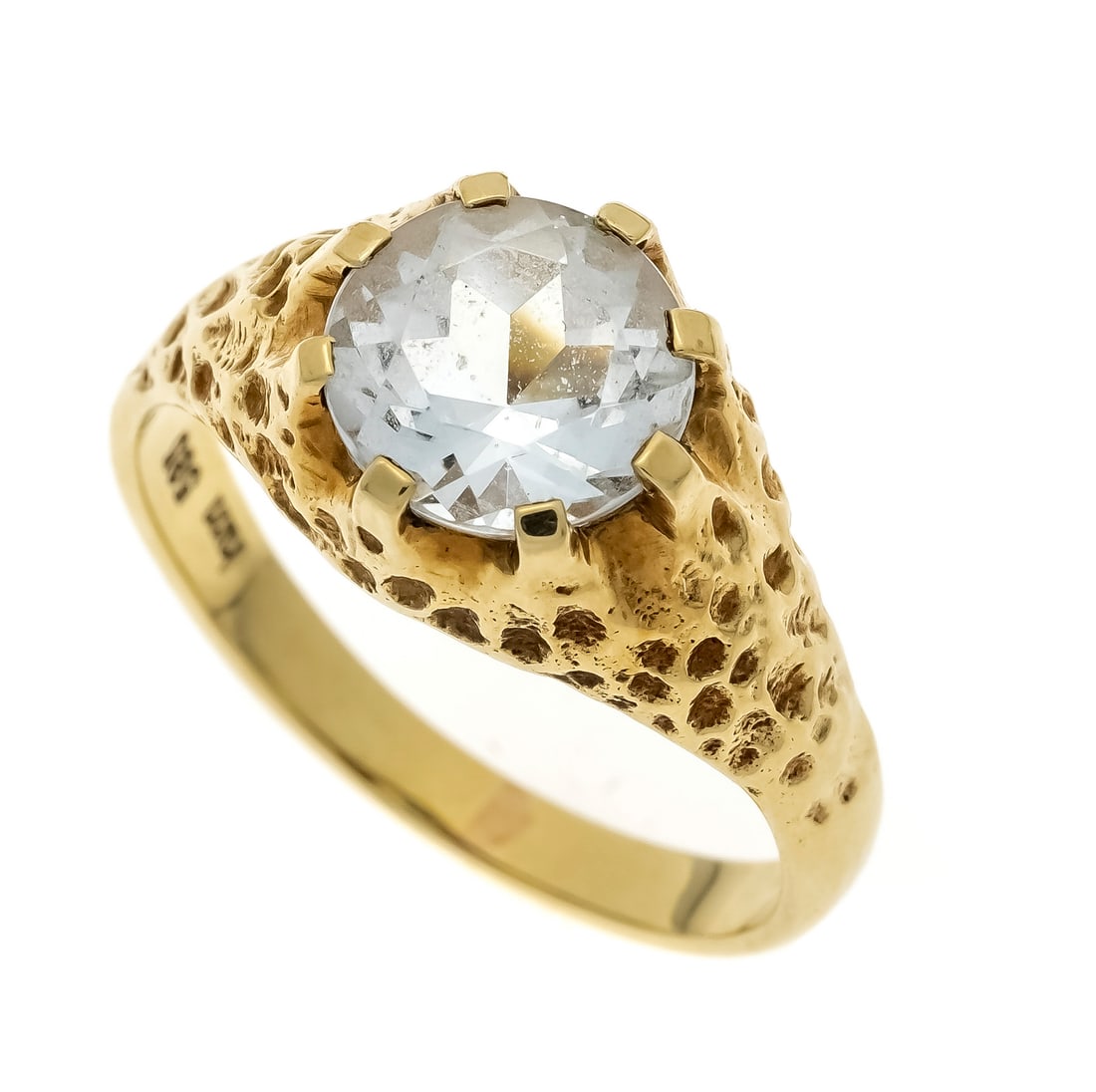 Aquamarine ring GG 585/000 with a: Aquamarine ring GG 585/000 with a round faceted aquamarine 8 mm, RG 55, 3.5 g