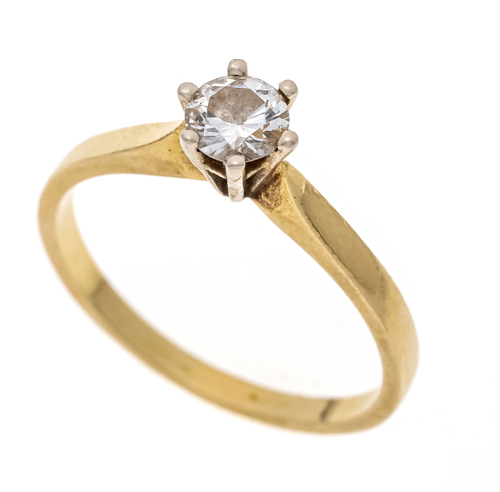 Brilliant ring GG 585/000 with on: Brilliant ring GG 585/000 with one brilliant-cut diamond 0.38 ct W/VS, RG 54, 1.9 g