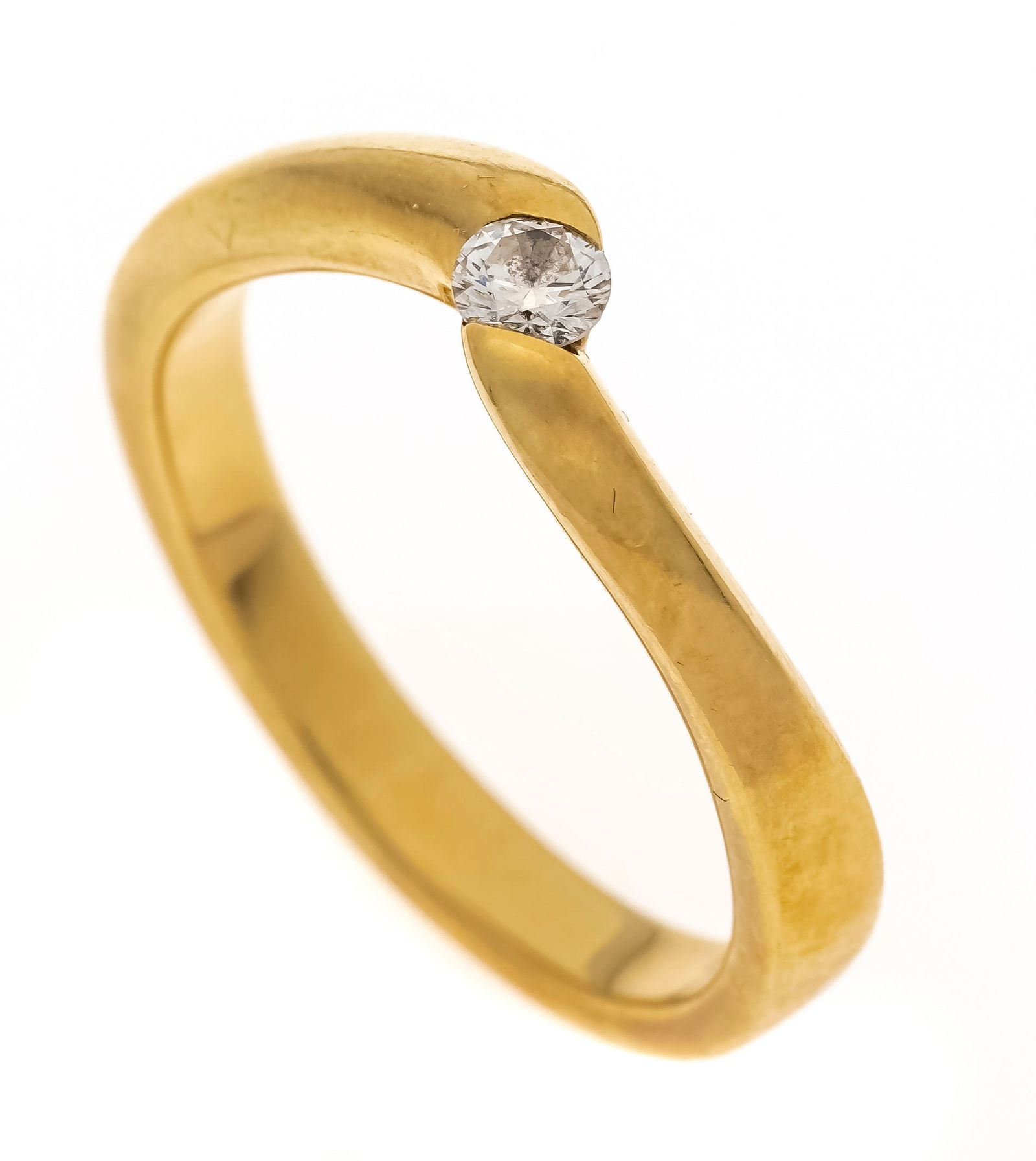 Brilliant ring GG 750/000 with on: Brilliant ring GG 750/000 with one brilliant-cut diamond 0.15 ct tintedW/SI, RG 58, 6.2 g