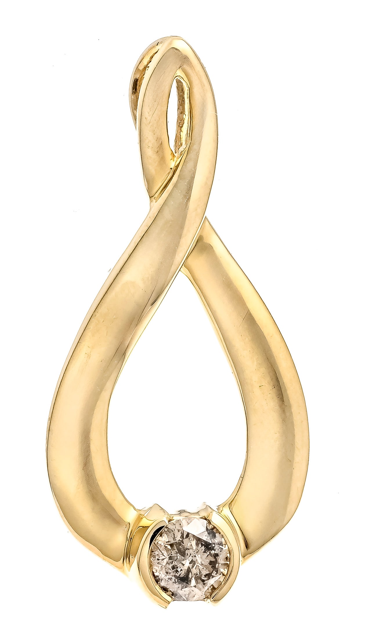 Harry Ivens diamond pendant GG 37: Harry Ivens diamond pendant GG 375/000 with a brilliant-cut diamond 0.30 ct lightbrown/PI, l. 29 mm, IV stamped, 1.2 g