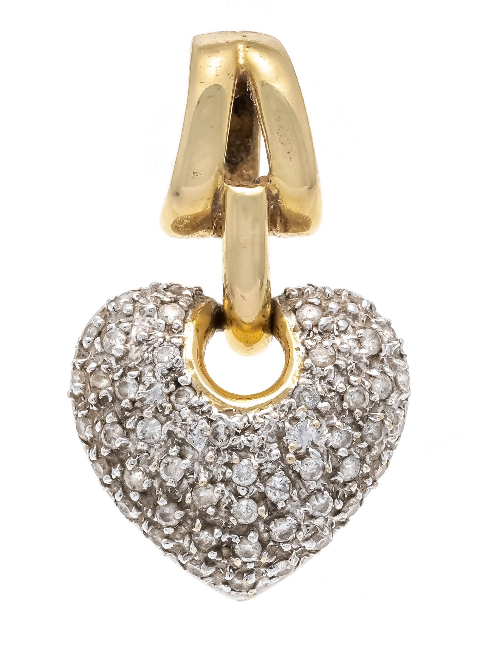 Heart clip pendant GG 585/000 wit: Heart clip pendant GG 585/000 with brilliant-cut diamonds, total 0.50 ct (hallmarked) tintedW/SI-PI, l. 29 mm, 4.6 g