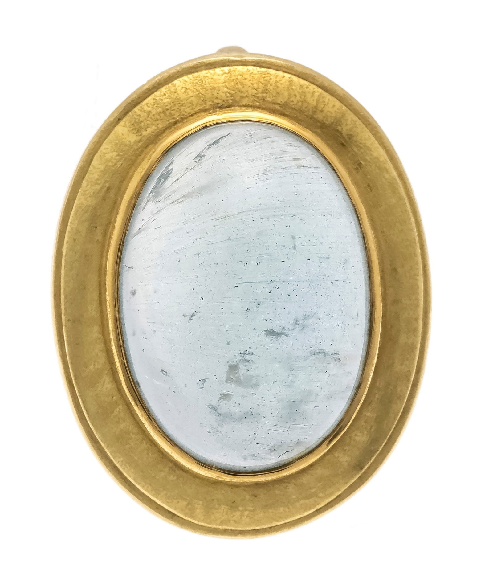 Aquamarine pendant GG 750/000 wit: Aquamarine pendant GG 750/000 with an oval aquamarine cabochon 18 x 13 mm, l. 25.5 mm, 6.9 g