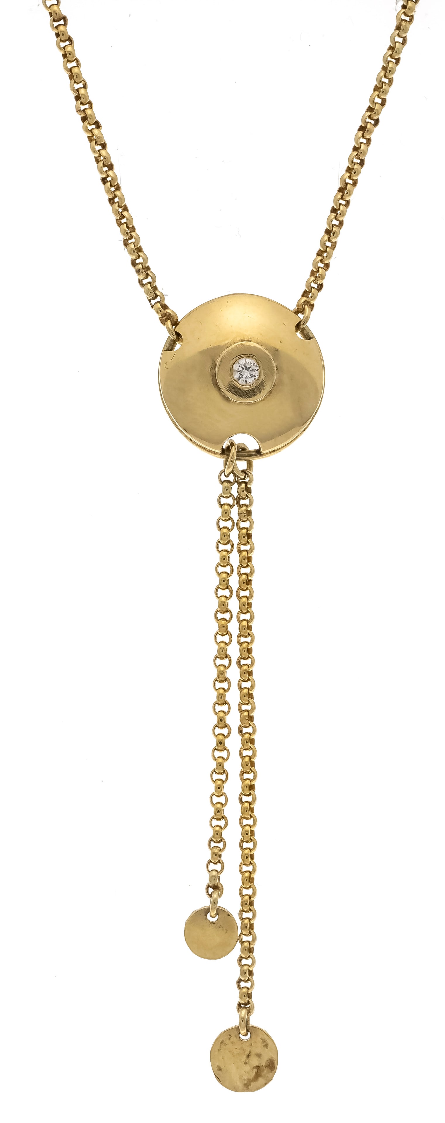 Diamond necklace GG 585/000 with: Diamond necklace GG 585/000 with a brilliant-cut diamond 0.03 ct W/SI, spring ring, l. 44 cm, 6.4 g