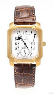 Glashütte Original men's watch, 7: Glashütte Original men's watch, 750/000 RG, model Senator Karree`, limited Edition No. 0304, Ref. 42-03-01-02-04, dated 03.07.2008, with moon phase display and up and down display, manual winding Cal