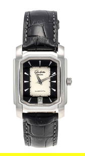 Glashütte Original / SA, Senator,: Glashütte Original / SA, Senator, automatic, Ref. 39-20-03-01-04 No. 0791 circa 2005, steel case in tonneau shape, polished and with line cut, domed sapphire crystal, silver-colored dial with black f