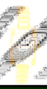Glashütte Original / SA, Senator: Glashütte Original / SA, Senator Carree` Lady steel/gold, manual winding, Ref. 2101050304 from 12-1999, domed sapphire crystal, silverf. Hands and wedge indices, with 4 screws screwed and glazed back