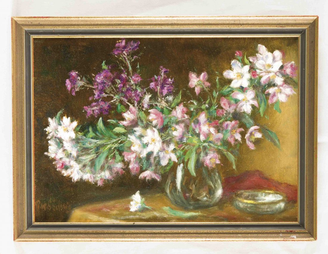 Paul Werner Sochtig (1919-1997), Vase mit Blumen,: Paul Werner Sochtig (1919-1997), Vase mit Blumen, Öl/Malkarton, 27 x 37 cm, Rahmen