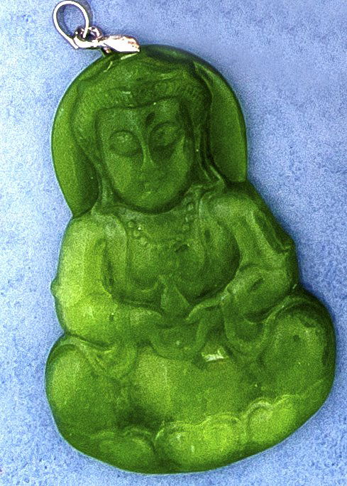 Jade-Anhänger Silber 925/000 geschnitzte Jadeplatte, L. (1 of 1)