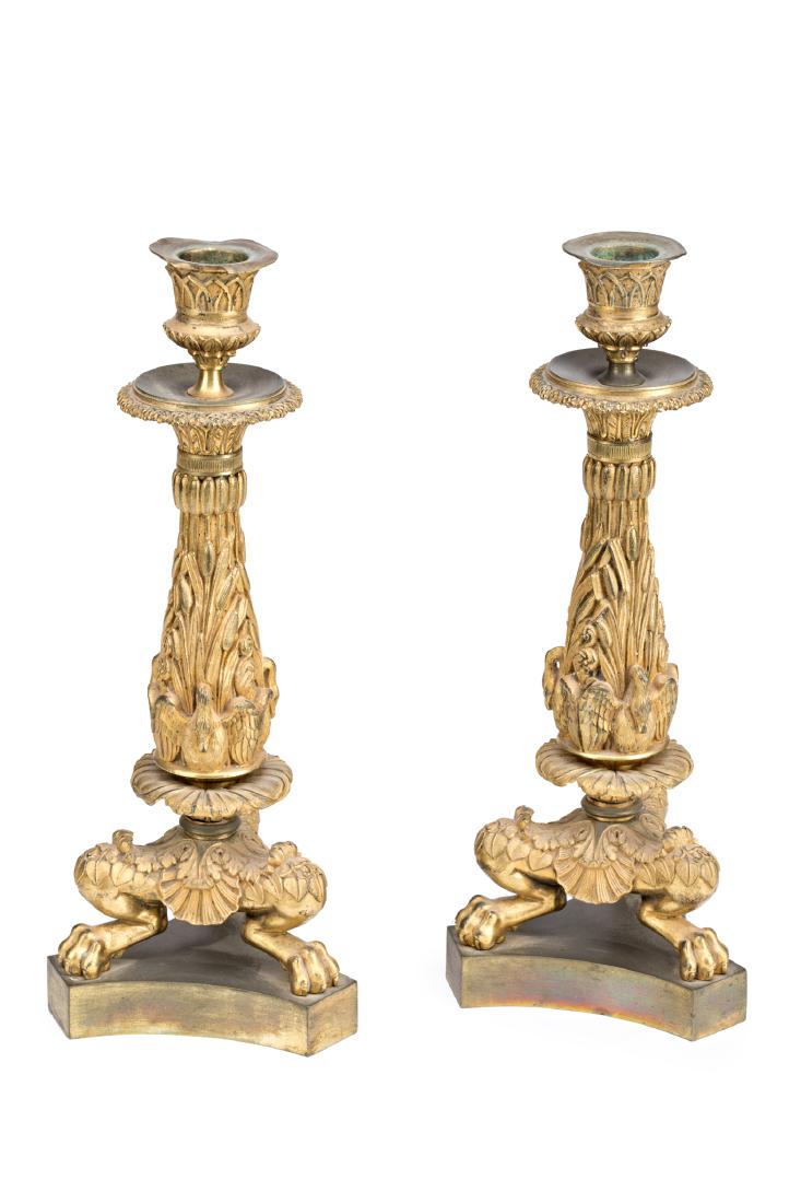 Pair of Charles X gilt bronze candlesticks, circa (1 of 4)