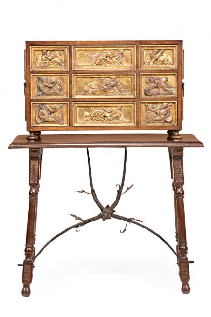 Spanish chest in carved and gild wood, late 19th-early (1 of 5)