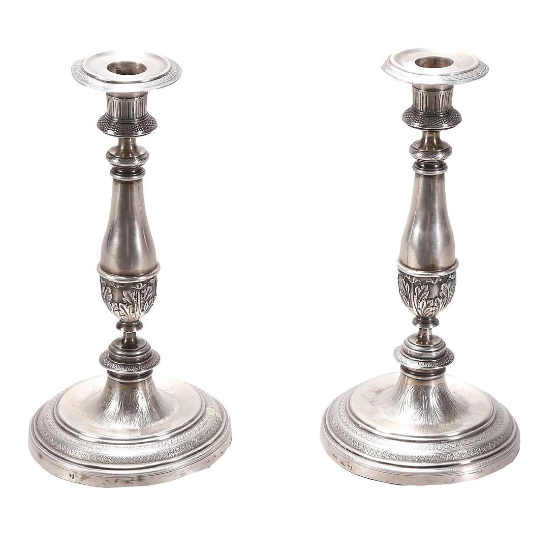 Pair of neoclassical candlesticks in Barcelona silver, (1 of 3)