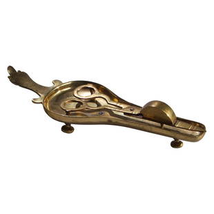 Dutch Brass Candlewick Snuffer and Tray: Dutch brass candlewick snuffer and tray. Circa 1750.