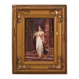 Dresden Porcelain Plaque of Princess Louise: Dresden porcelain plaque of Princess Louise. Signed Richter. Porcelain. Germany. Late 19th century. Size 5 1/4" inches wide 7 inches high without frame.