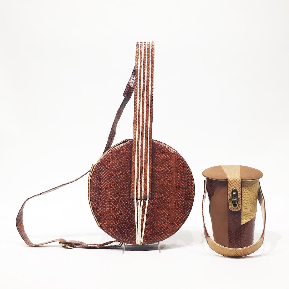Two Snakeskin and Leather Purses Banjo & Drum (1 of 3)