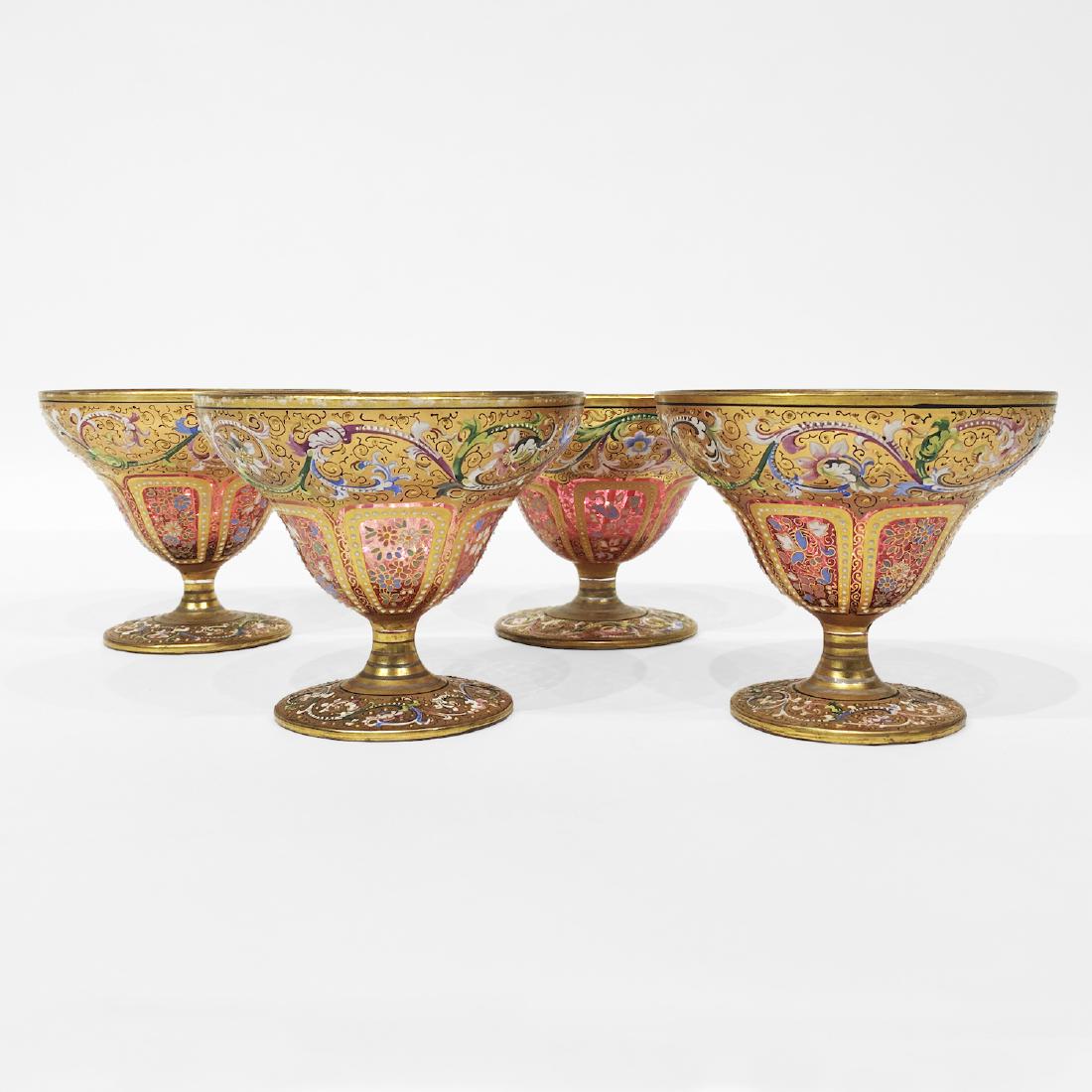 Four Moser Enameled Cranberry Glasses (1 of 2)