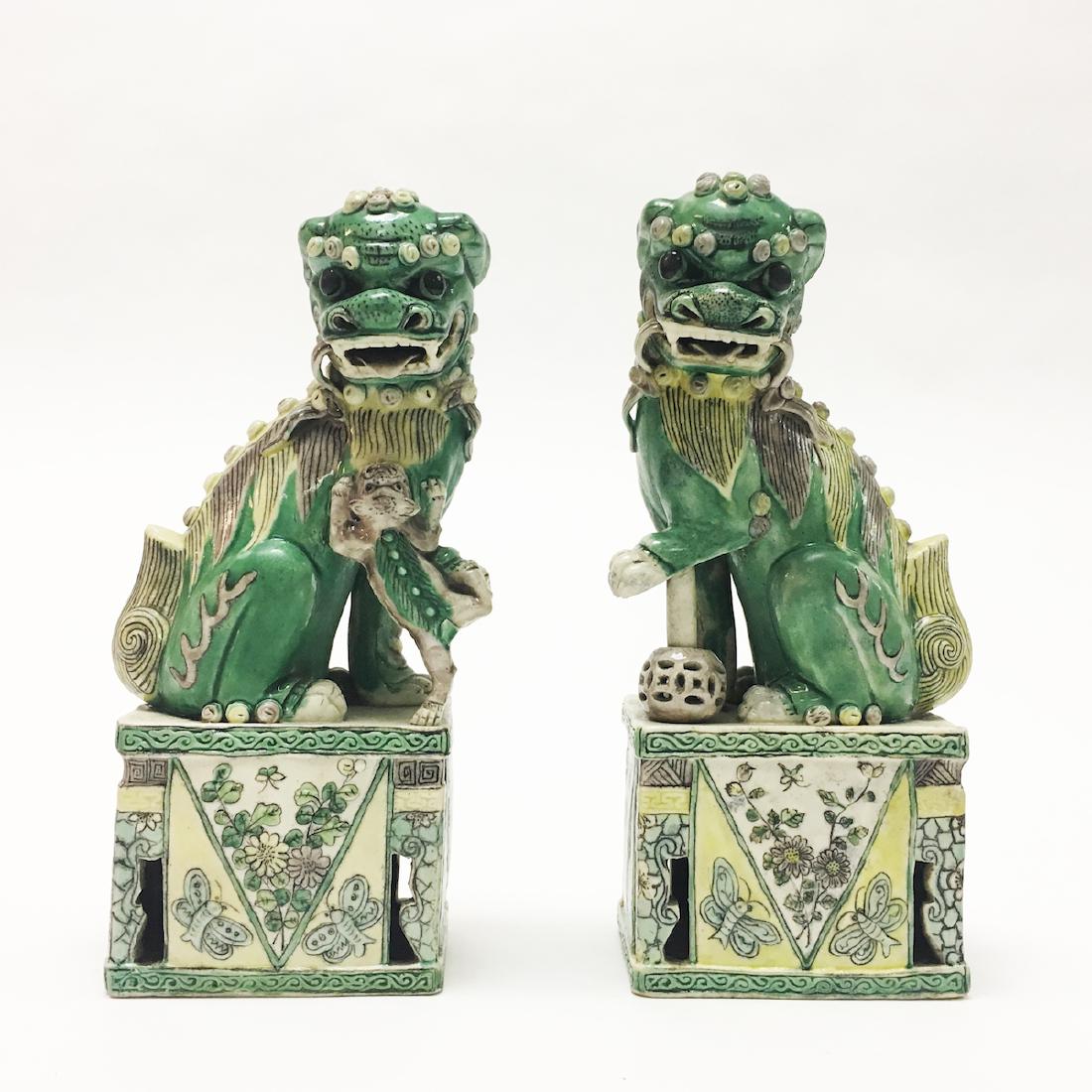 Pair of 19th Century Chinese Foo Dogs (1 of 3)