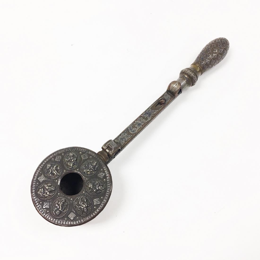 Indian Silver Inlaid on Bronze Incense Burner (1 of 4)