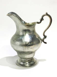 A Gorham Monogrammed Sterling Silver Pitcher: A Gorham sterling silver pitcher with Rothschild monogram. H 10.25 in. Sterling weight: 800g. Property from the Estate of Jane Rothschild