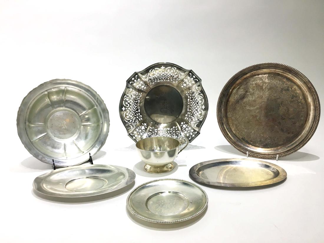 A Group of Sterling Silver Plates and Bowls: A group of sterling silver plates and bowls. Two Gorham. Largest 10 inches. Sterling silver weight: 1830g. Property from the Estate of Jane Rothschild