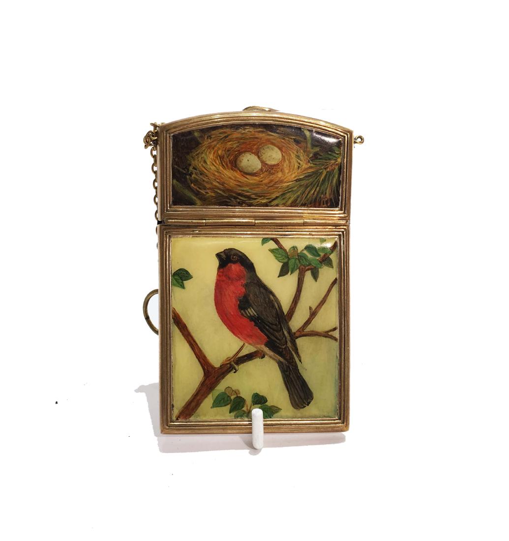 Antique Enameled Card Case: Antique enameled card case. 4.5 inches.