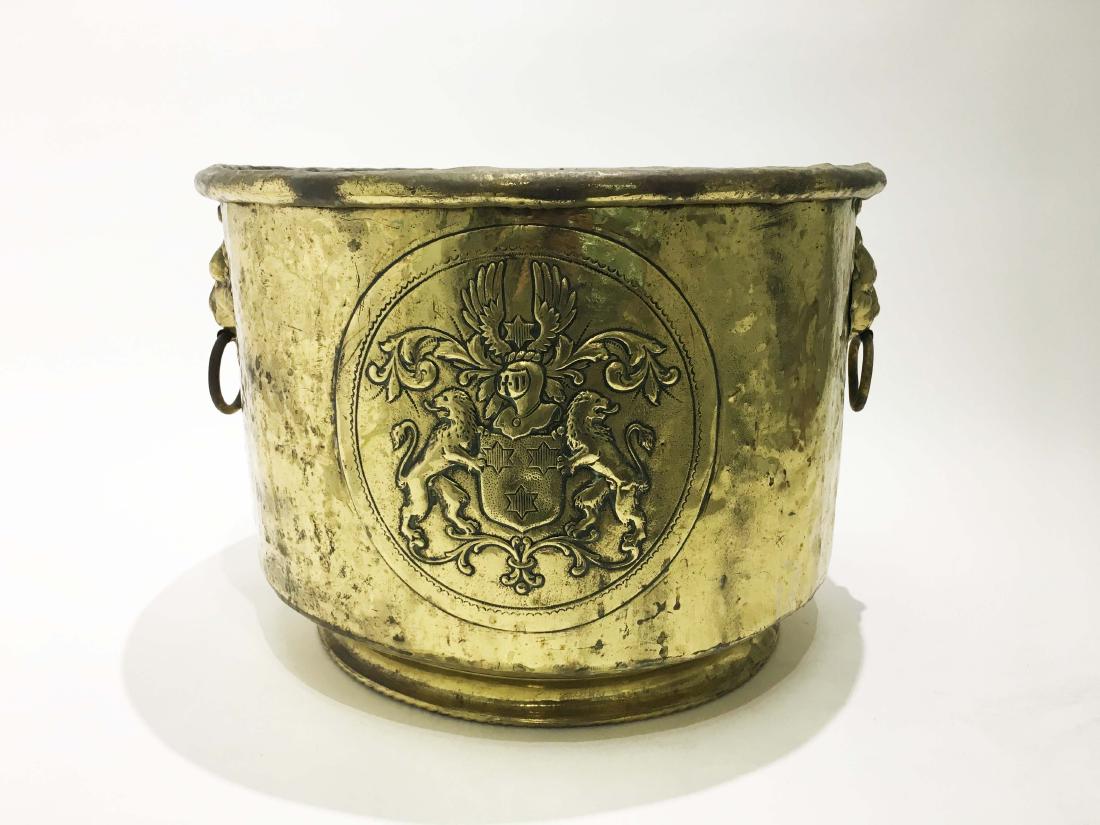 A Large Brass Fireplace Ash Bucket