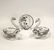Japanese Silver Overlay Glass Plate & Pair Swan Bowls