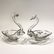 Japanese Silver Overlay Glass Plate & Pair Swan Bowls - 2