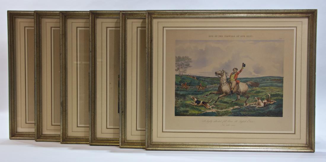 6 English 19th Century Equestrian Prints: 6 English 19th century equestrian prints. Drawn by H. Alken. Engraved by J. Harris. Published March 1, 1851. Height 19.5 inches; width 23.25 inches; depth 0.8 inches. A Jonquill (Plate 5); The Dandeli