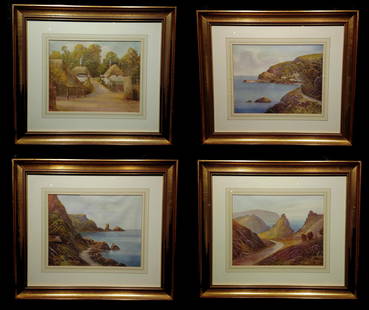 Four Framed Daniel Sherrin Prints: Four Framed landscape print of Daniel Sherrin, British Artist. each 15 x 13 inches.