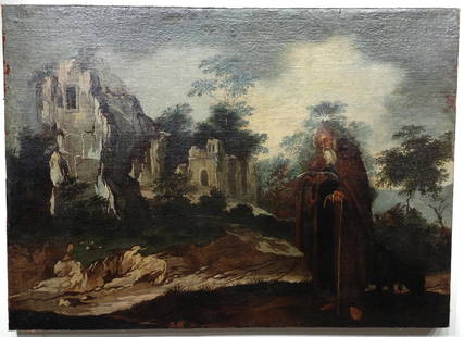 An Old Master Painting, Relined: Old Master painting relined and areas of touch-up. 35 x 25 inches.