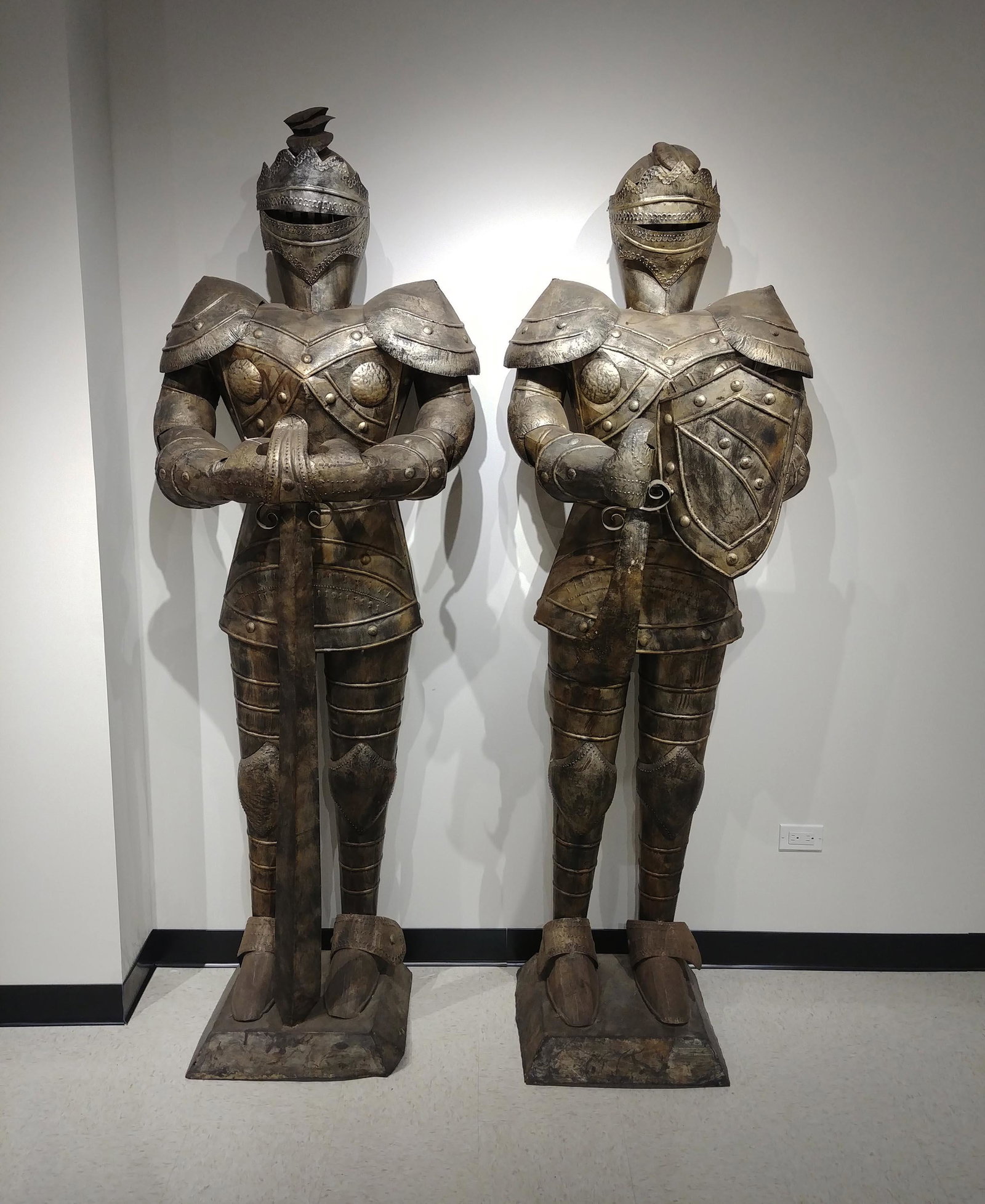 Two Larger Than Life Knights in Armor Figures: Two larger than life knights in armor figures. Seven feet tall.