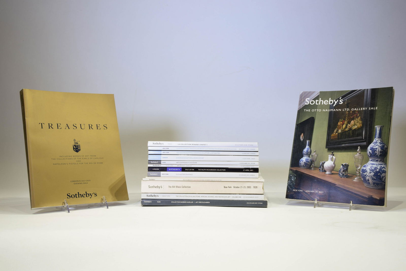 Lot of 14 Assorted Sothebys Auction Catalogs: A collection of assorted Sothebys Catalogs including the Bill Blass collection, Treasures, Important Judaica, and European sculptures