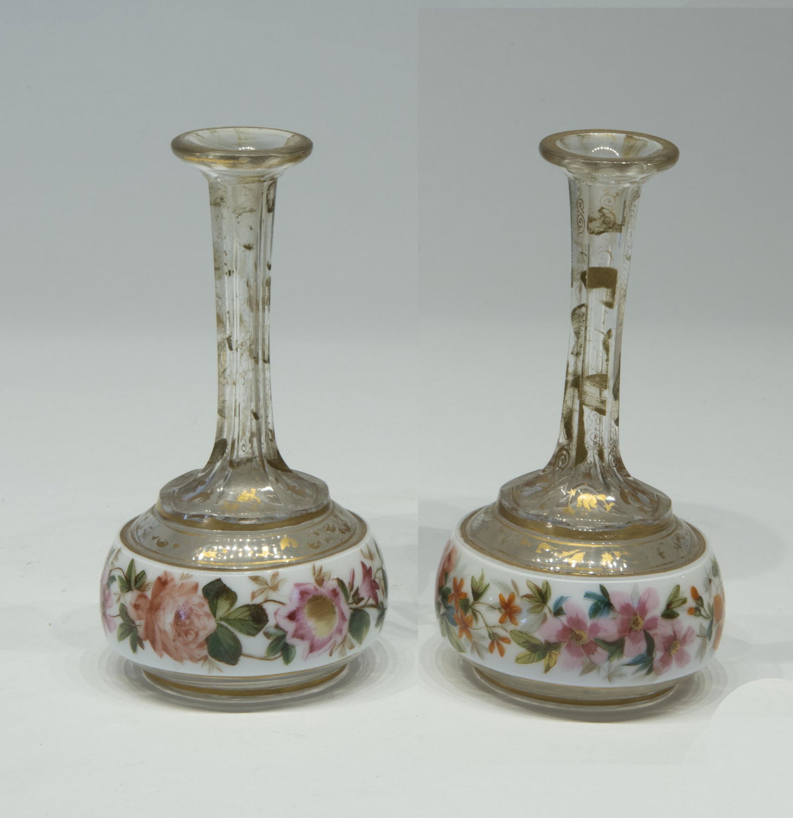 Pair of Bohemian Overlay Glass Vases (1 of 1)