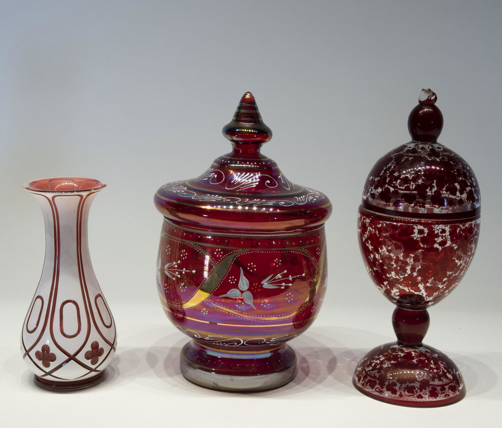 Lot of Bohemian Cranberry Glassware (1 of 2)